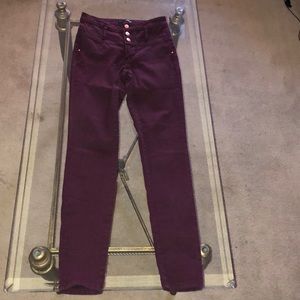 Burgundy High Waisted Skinny Jeans